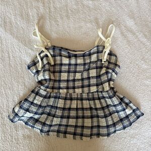 Stylish Kids Plaid Camisole - Navy and White
